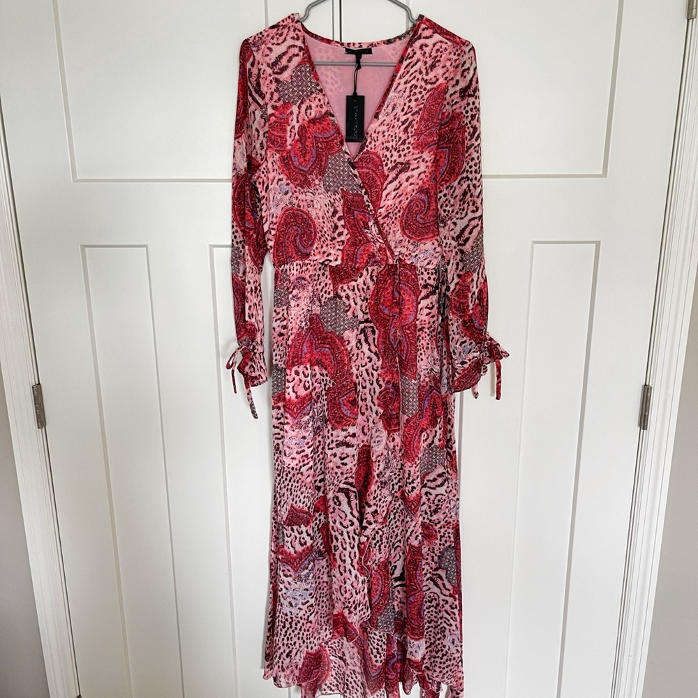 Red/pink Boho Flowy Wrap Dress